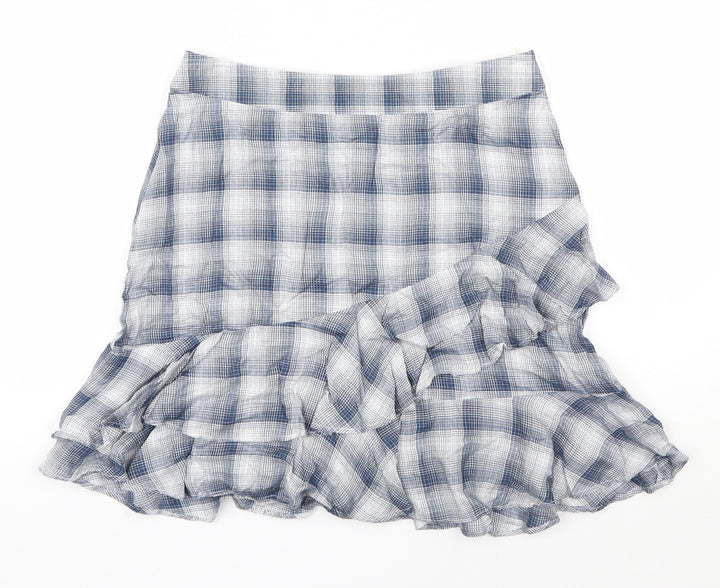 Oasis Womens Blue Geometric Viscose A-Line Skirt Size 10   Zip