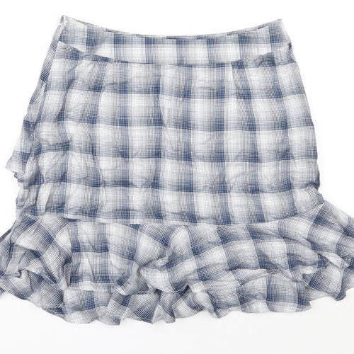 Oasis Womens Blue Geometric Viscose A-Line Skirt Size 10   Zip
