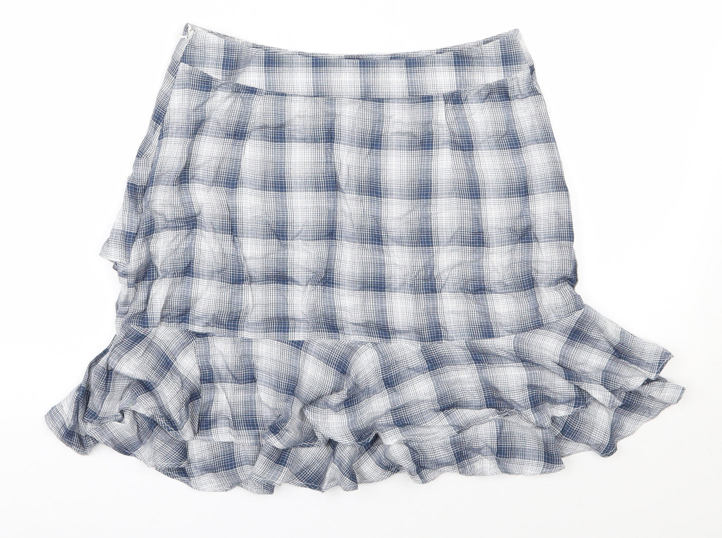 Oasis Womens Blue Geometric Viscose A-Line Skirt Size 10   Zip