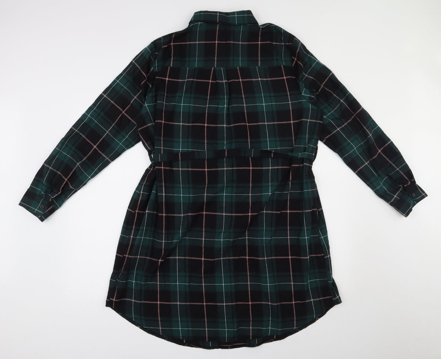 New Look Maternity Womens Green Plaid 100% Cotton Tunic Button-Up Size 16 Collared