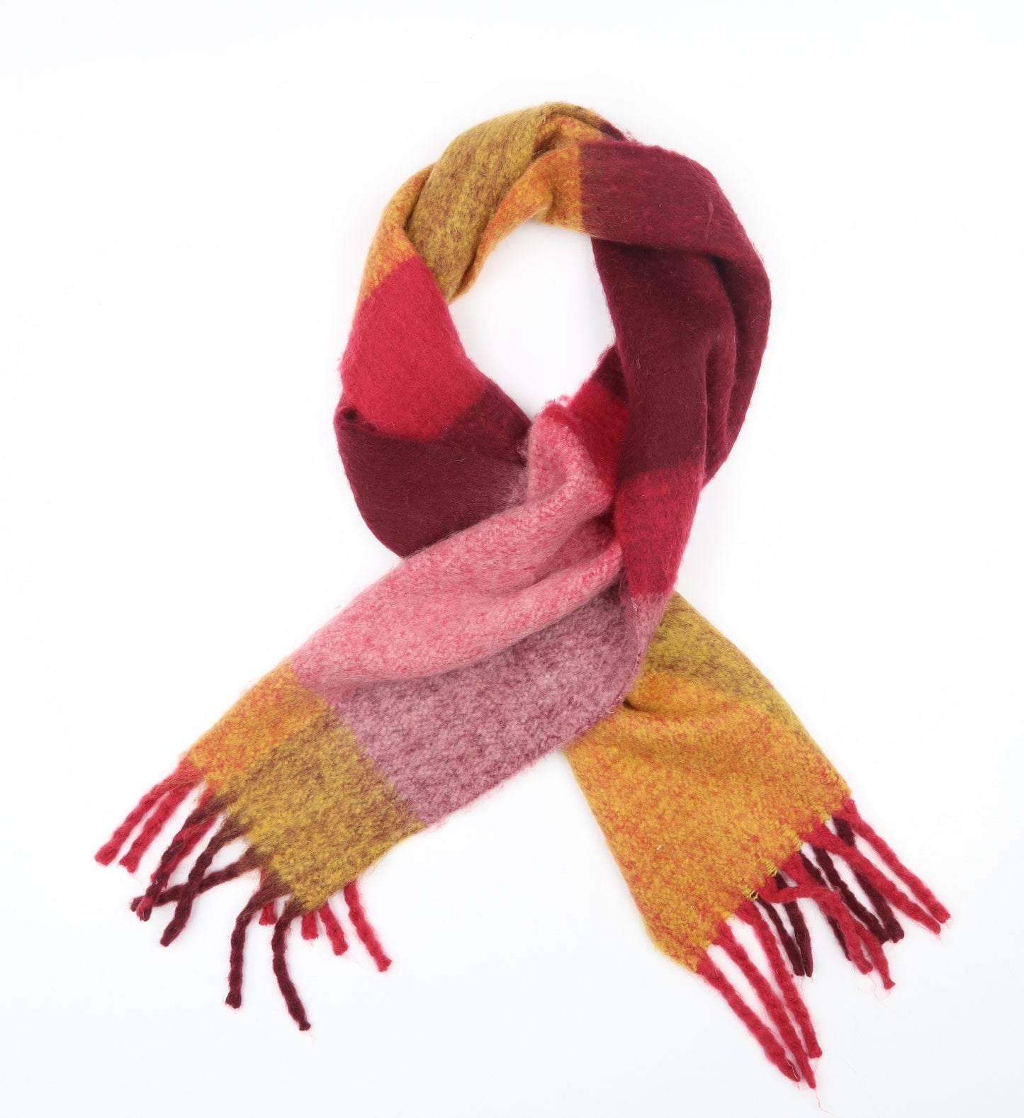 Dunnes Stores Womens Red  Polyester  Scarf    - Block Pattern