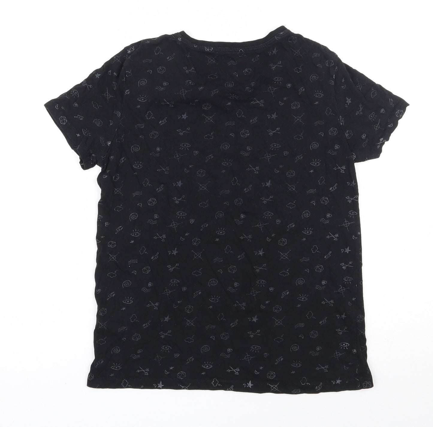Primark Womens Black  100% Cotton Basic T-Shirt Size 6 Round Neck