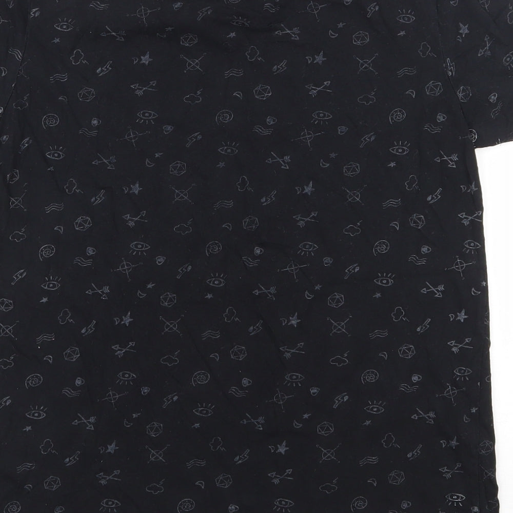 Primark Womens Black  100% Cotton Basic T-Shirt Size 6 Round Neck