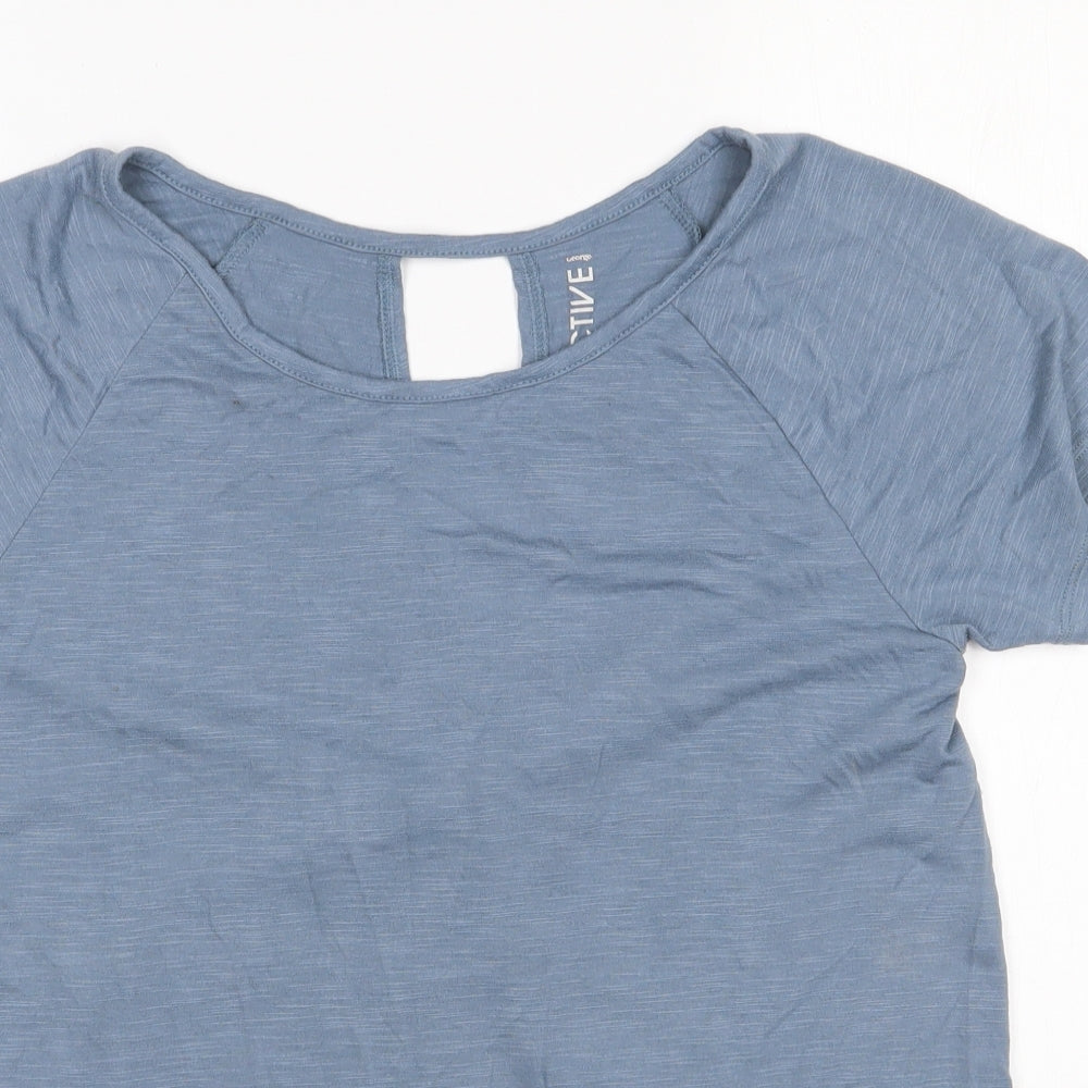 George Womens Blue  Polyester Basic T-Shirt Size S Round Neck Pullover