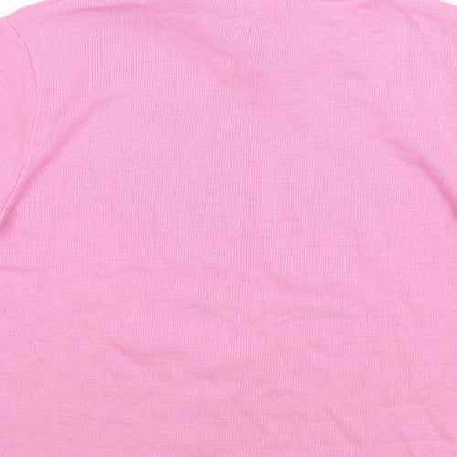 Ellie Louise Womens Pink Collared  Acrylic Pullover Jumper Size M