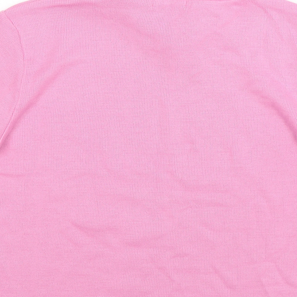 Ellie Louise Womens Pink Collared  Acrylic Pullover Jumper Size M