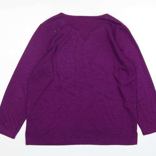 Bonmarché Womens Purple V-Neck  Polyester Pullover Jumper Size S
