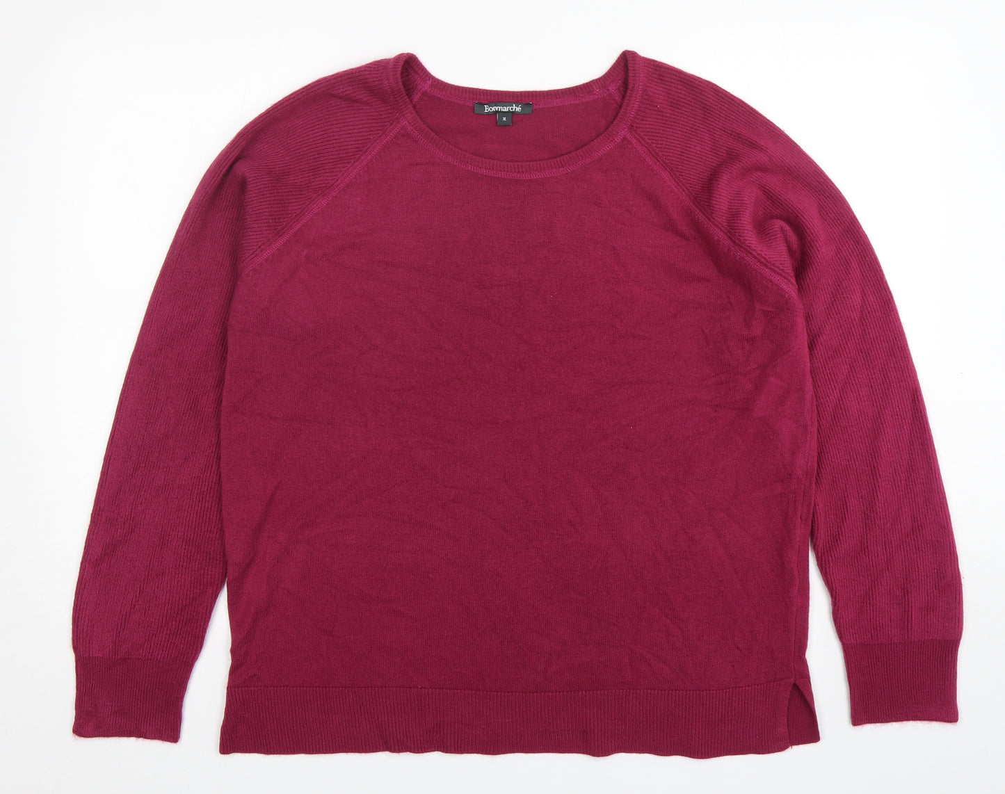 Bonmarché Womens Purple Round Neck  Acrylic Pullover Jumper Size XL