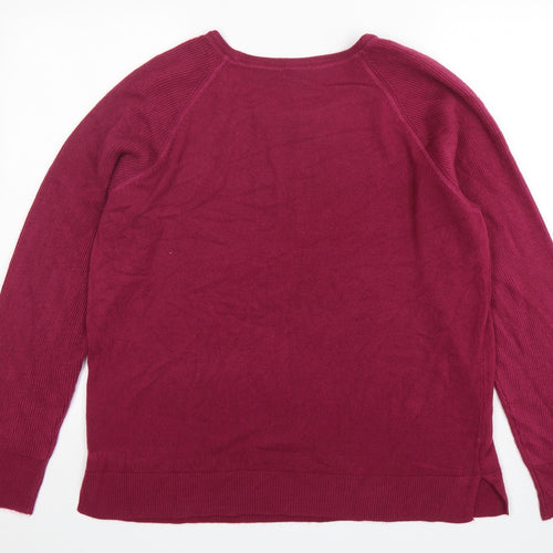 Bonmarché Womens Purple Round Neck  Acrylic Pullover Jumper Size XL