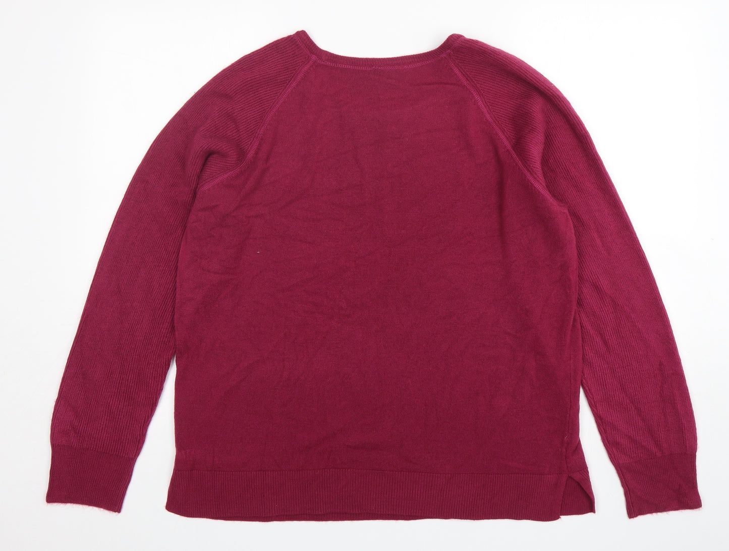 Bonmarché Womens Purple Round Neck  Acrylic Pullover Jumper Size XL