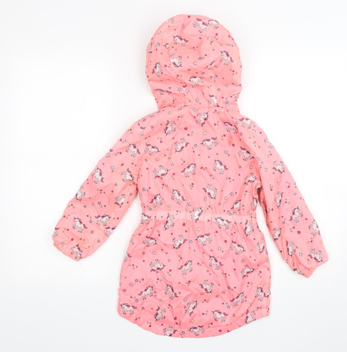 Matalan Girls Pink Herringbone  Rain Coat Coat Size 6 Years  Zip - Unicorn