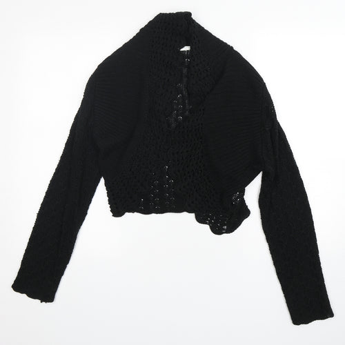 AMARANTO Womens Black V-Neck  Acrylic Cardigan Jumper Size 16