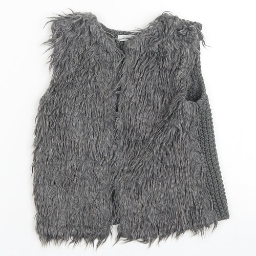 Primark Girls Grey   Gilet Coat Size 3-4 Years   - Fur Jacket