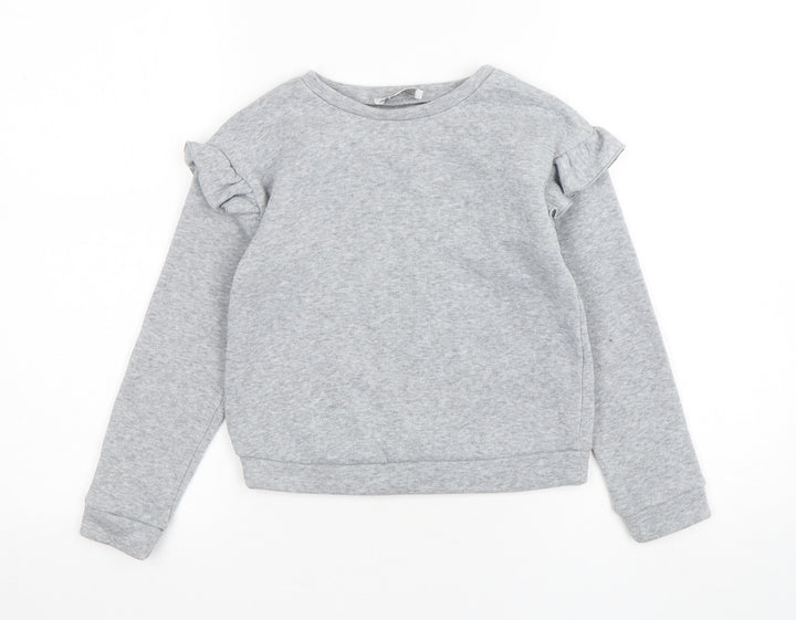 Jeff & Co Girls Grey  Polyester Pullover Sweatshirt Size 7-8 Years  Pullover