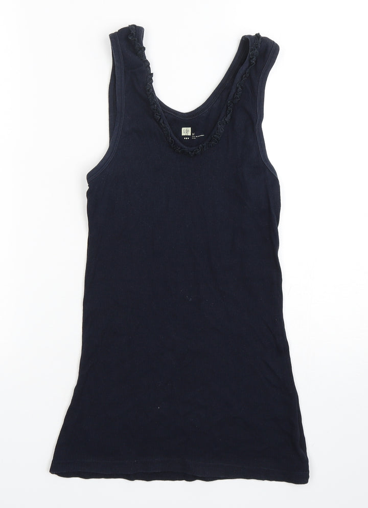Gap Womens Blue Cotton Basic Tank Size M Round Neck