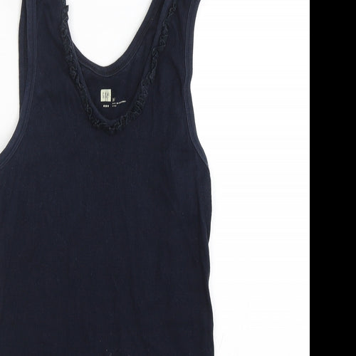 Gap Womens Blue  Cotton Basic Tank Size M Round Neck