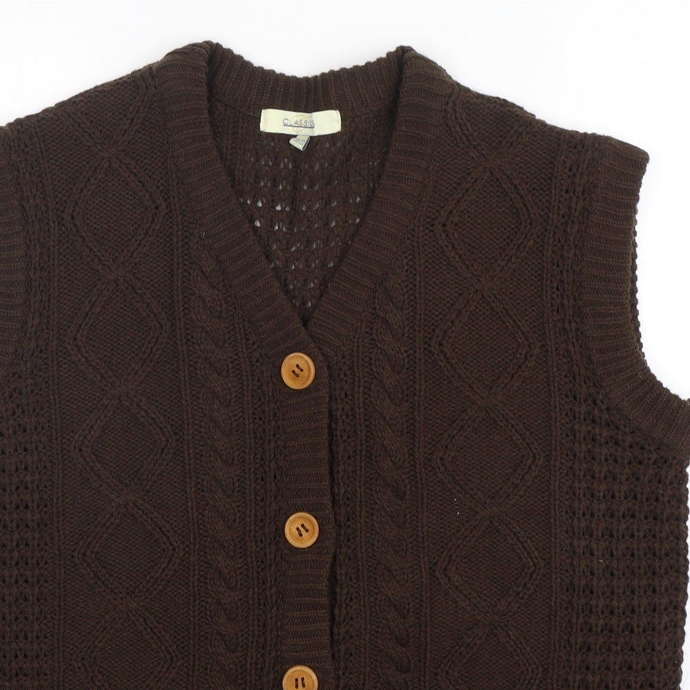 Classics  Womens Brown V-Neck  Acrylic Vest Jumper Size 20