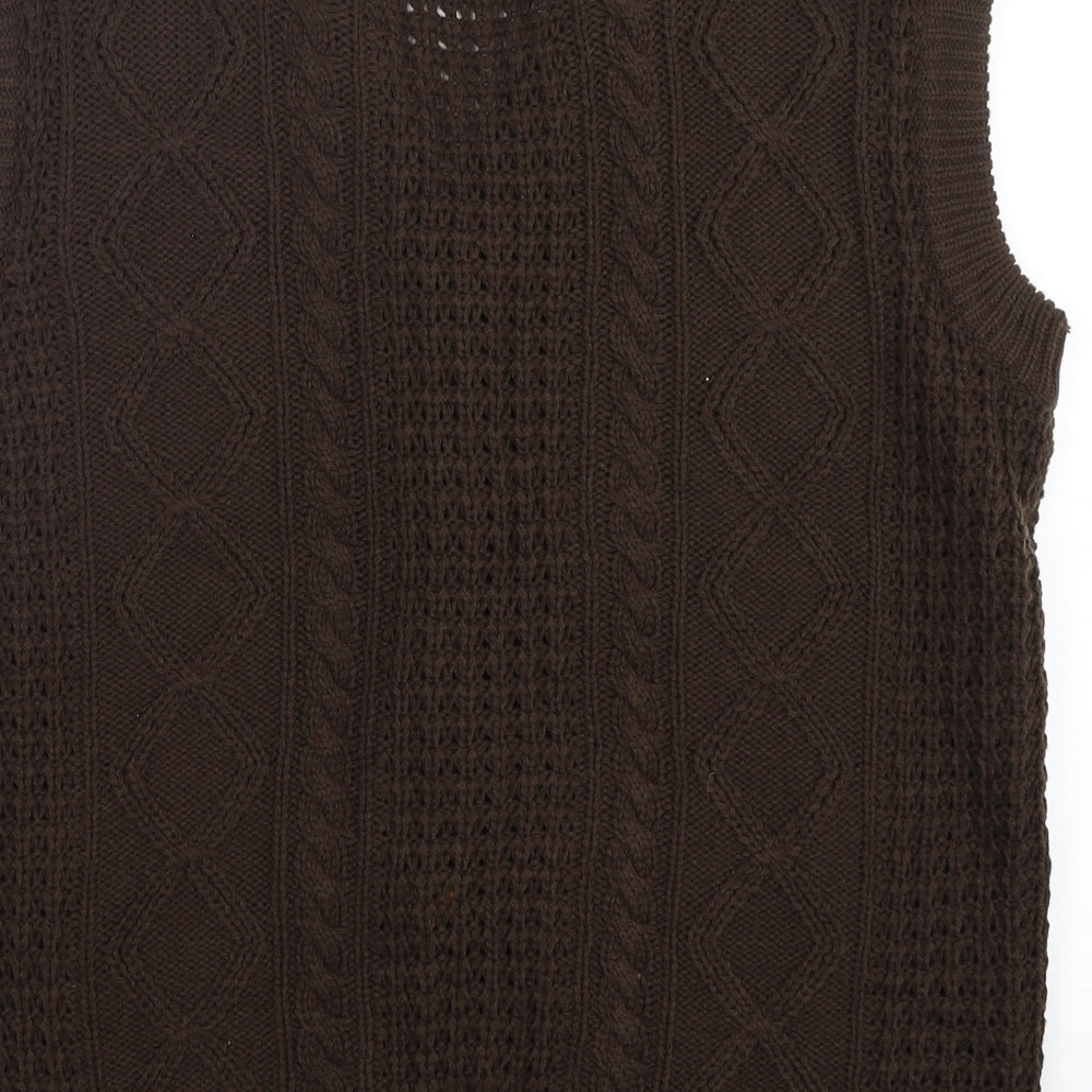 Classics  Womens Brown V-Neck  Acrylic Vest Jumper Size 20