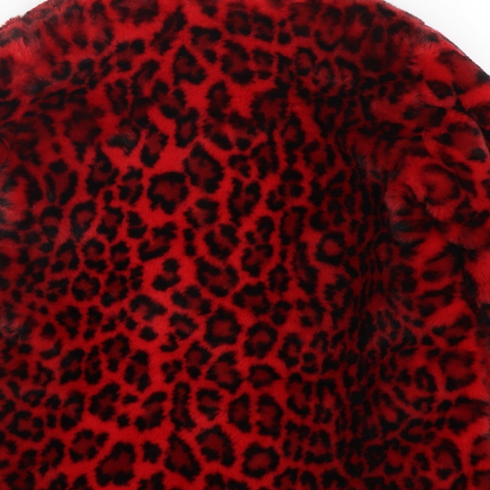 George Girls Red Animal Print  Jacket  Size 6-7 Years  Hook & Eye - Fur Jacket