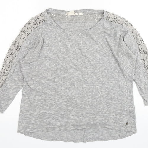 H&M Womens Grey  Cotton Basic T-Shirt Size M Round Neck