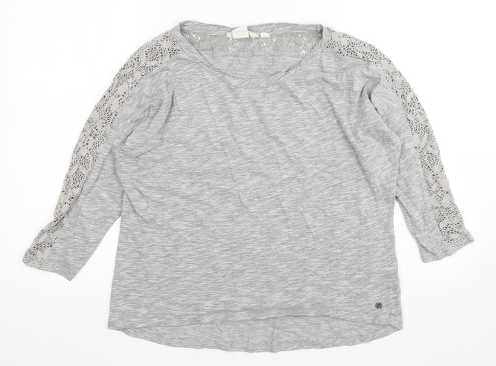 H&M Womens Grey  Cotton Basic T-Shirt Size M Round Neck