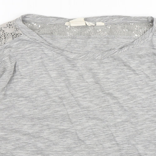 H&M Womens Grey  Cotton Basic T-Shirt Size M Round Neck