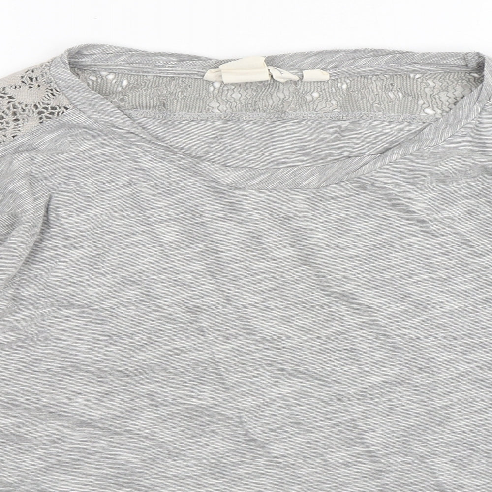 H&M Womens Grey  Cotton Basic T-Shirt Size M Round Neck