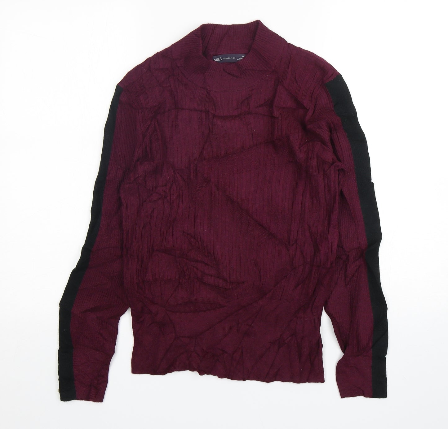 Marks and Spencer Womens Purple High Neck  Viscose Pullover Jumper Size 12