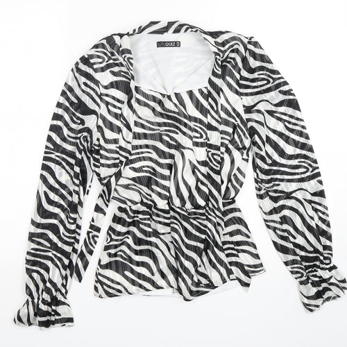 Quiz Womens Multicoloured Animal Print Polyester Basic Blouse Size 8 V-Neck