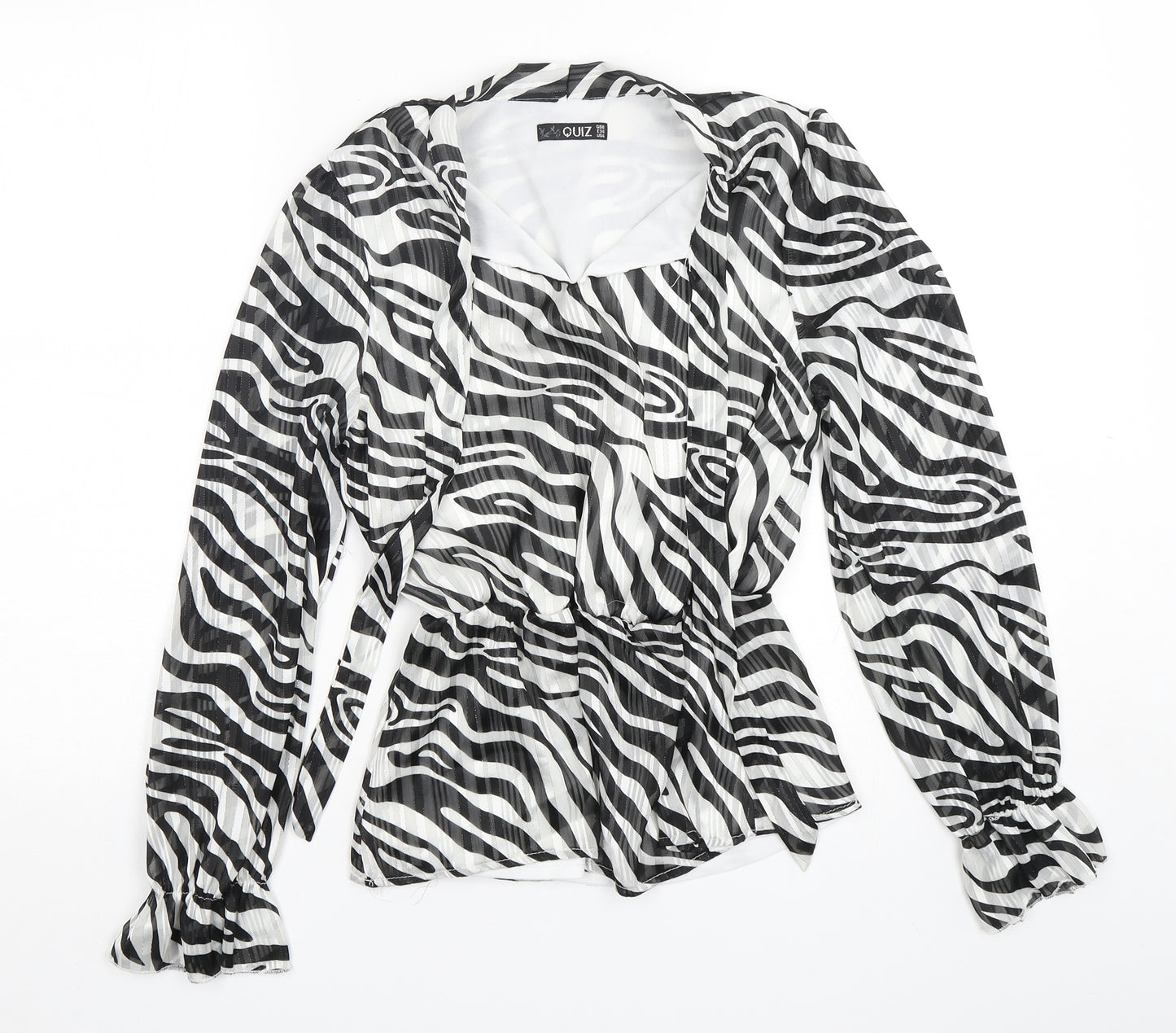 Quiz Womens Multicoloured Animal Print Polyester Basic Blouse Size 8 V-Neck