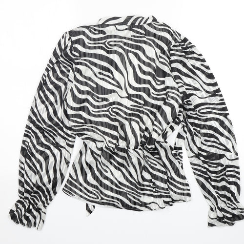 Quiz Womens Multicoloured Animal Print Polyester Basic Blouse Size 8 V-Neck