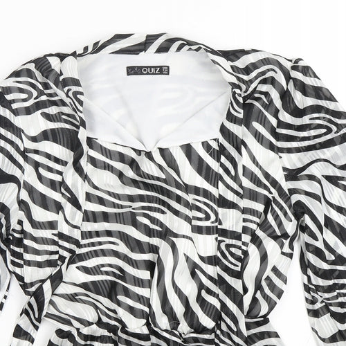 Quiz Womens Multicoloured Animal Print Polyester Basic Blouse Size 8 V-Neck