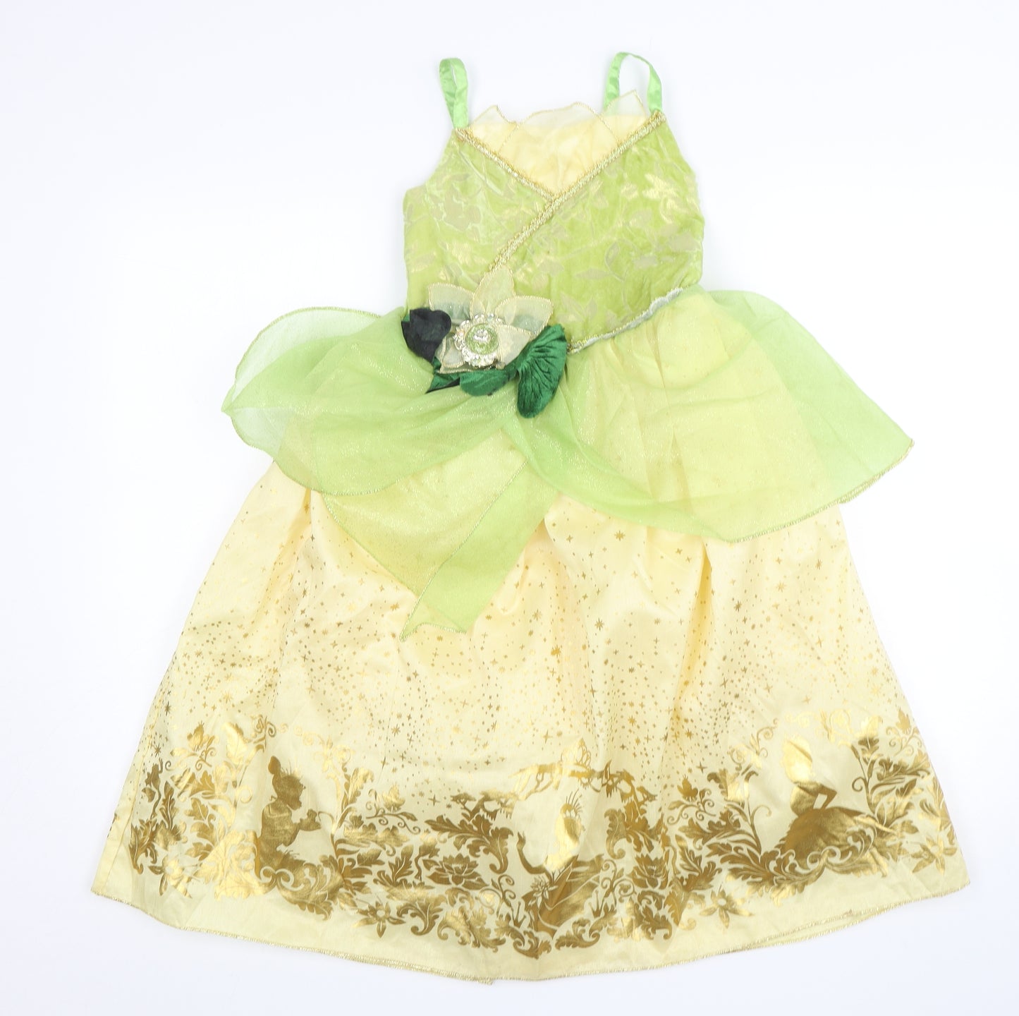 Disney Store  Girls Multicoloured Floral Polyester Ball Gown  Size 5-6 Years  V-Neck  - Princess Tiana