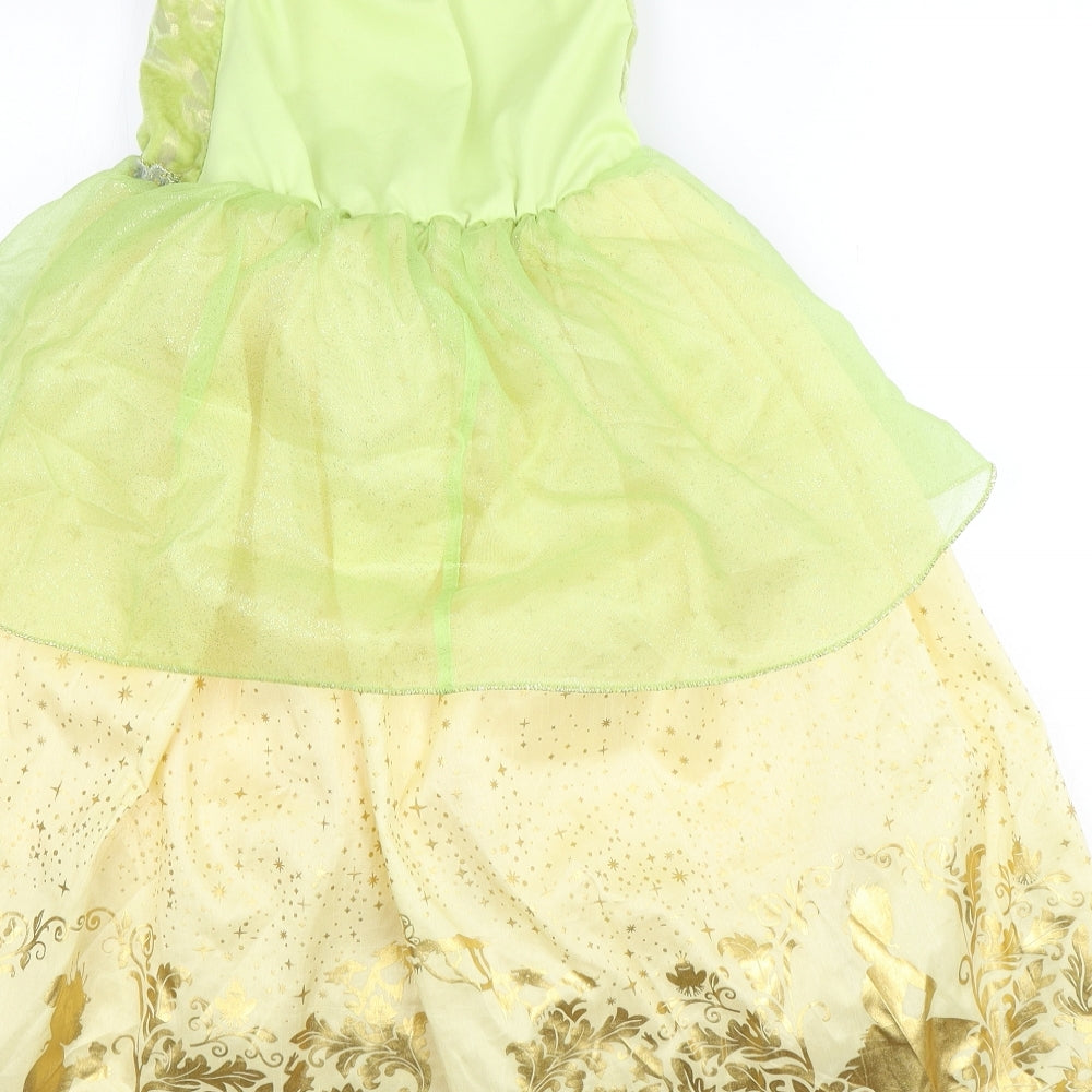 Disney Store  Girls Multicoloured Floral Polyester Ball Gown  Size 5-6 Years  V-Neck  - Princess Tiana