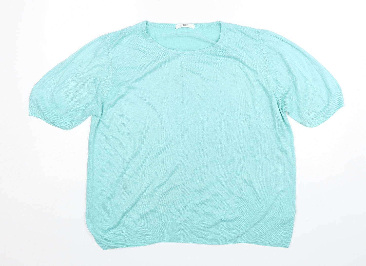 Marks and Spencer Womens Green Round Neck  Acrylic Pullover Jumper Size 22