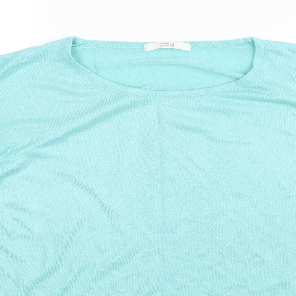Marks and Spencer Womens Green Round Neck  Acrylic Pullover Jumper Size 22