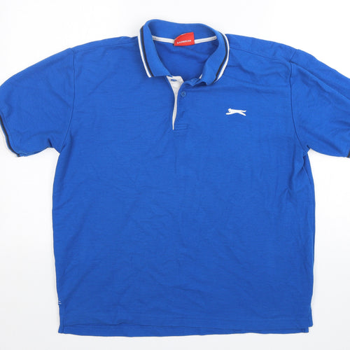 Slazenger Mens Blue  Polyester  Polo Size L Collared Pullover