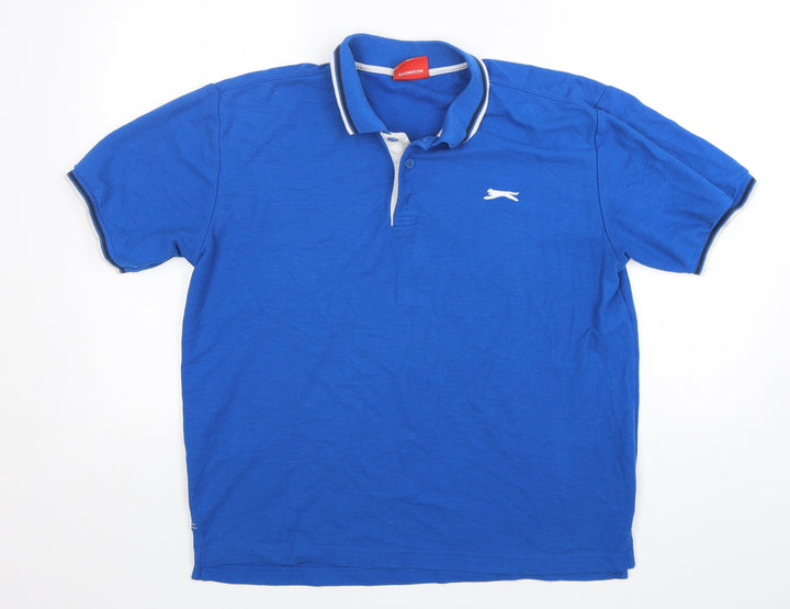 Slazenger Mens Blue Polyester Polo Size L Collared Pullover