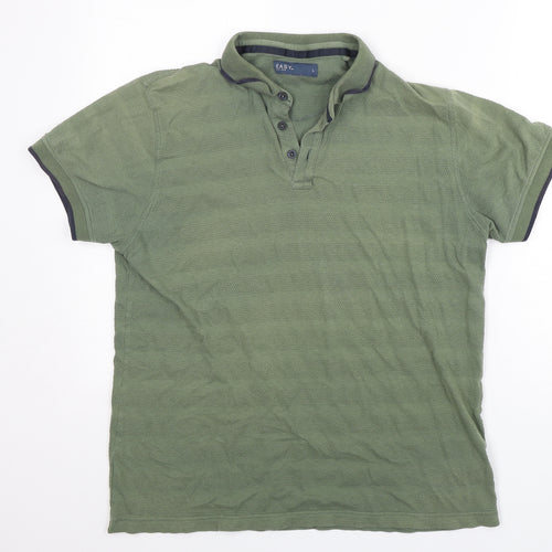 Easy Mens Green  Cotton  Polo Size L Collared Pullover