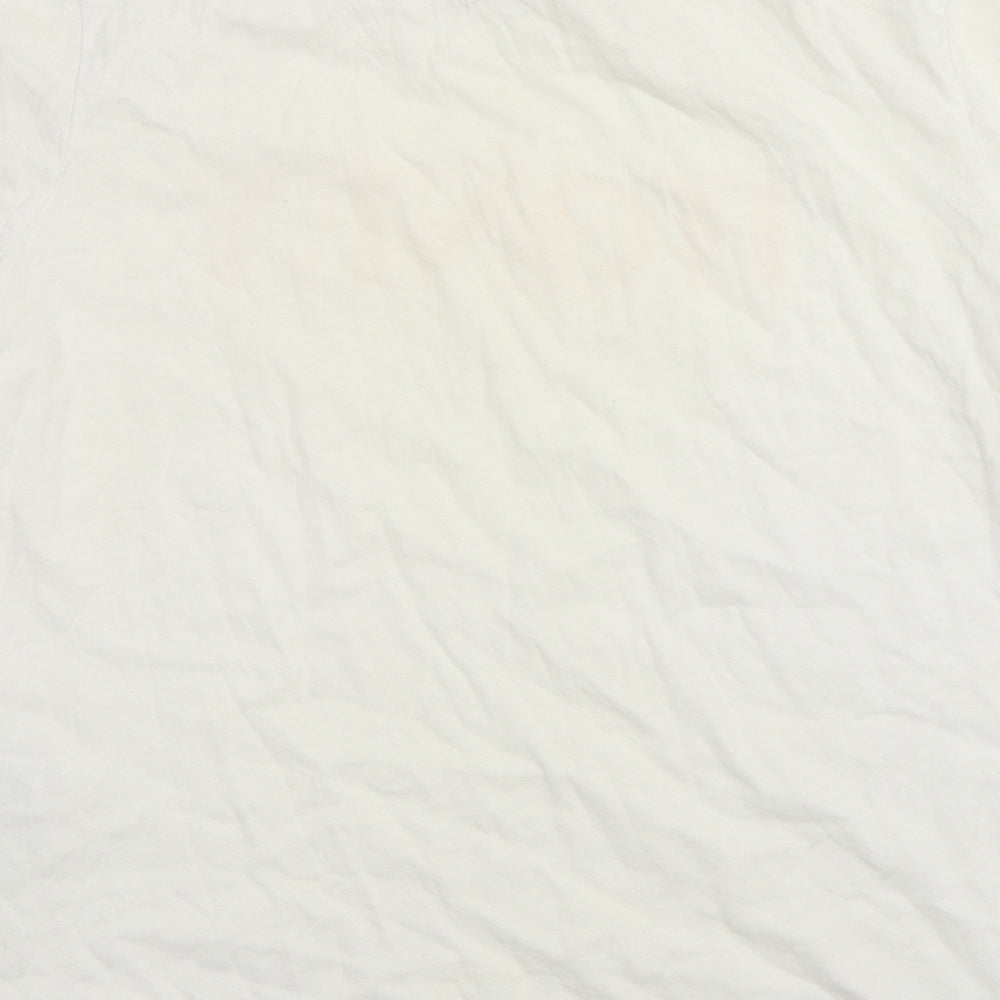New Look Womens White  Cotton Basic T-Shirt Size 14 Round Neck