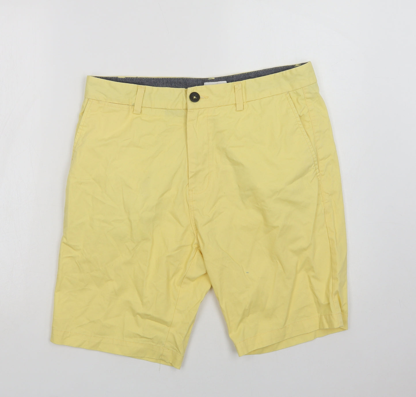 NEXT Mens Yellow  Cotton Chino Shorts Size 32 L10 in Regular Button