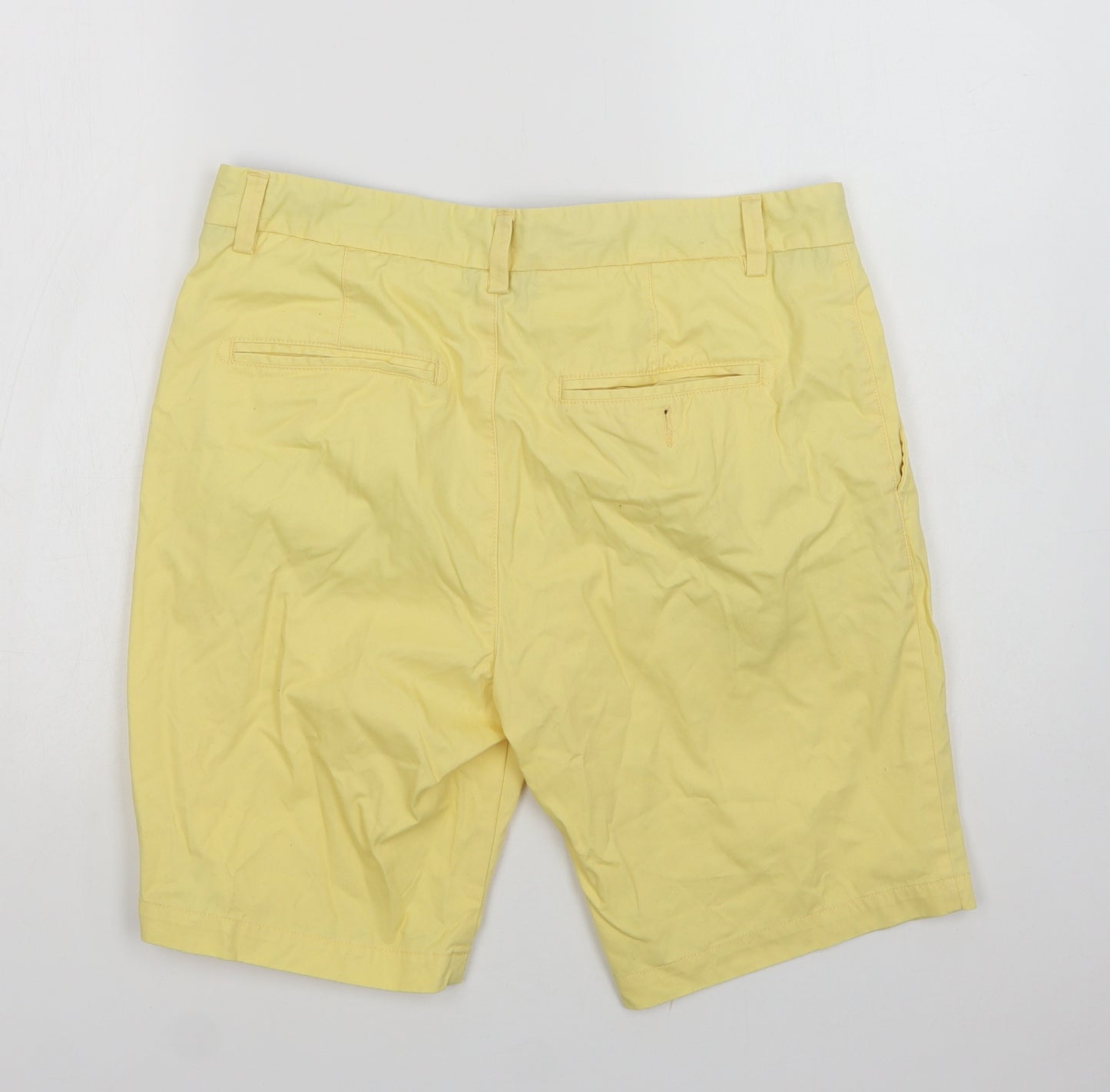 NEXT Mens Yellow  Cotton Chino Shorts Size 32 L10 in Regular Button
