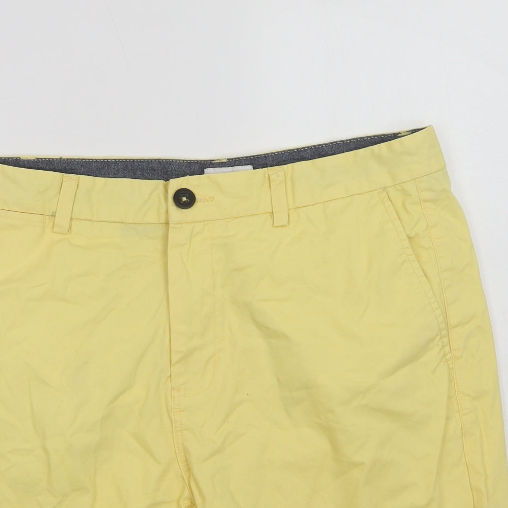 NEXT Mens Yellow  Cotton Chino Shorts Size 32 L10 in Regular Button