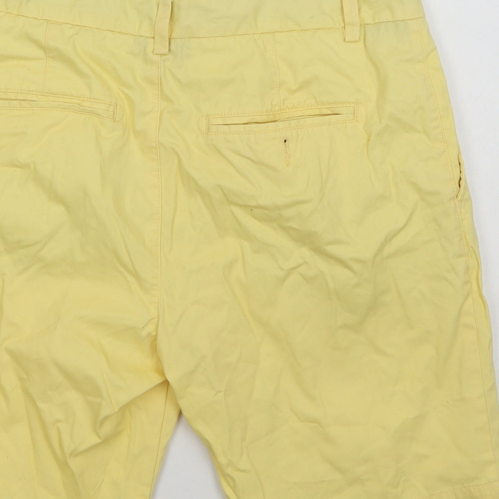NEXT Mens Yellow  Cotton Chino Shorts Size 32 L10 in Regular Button