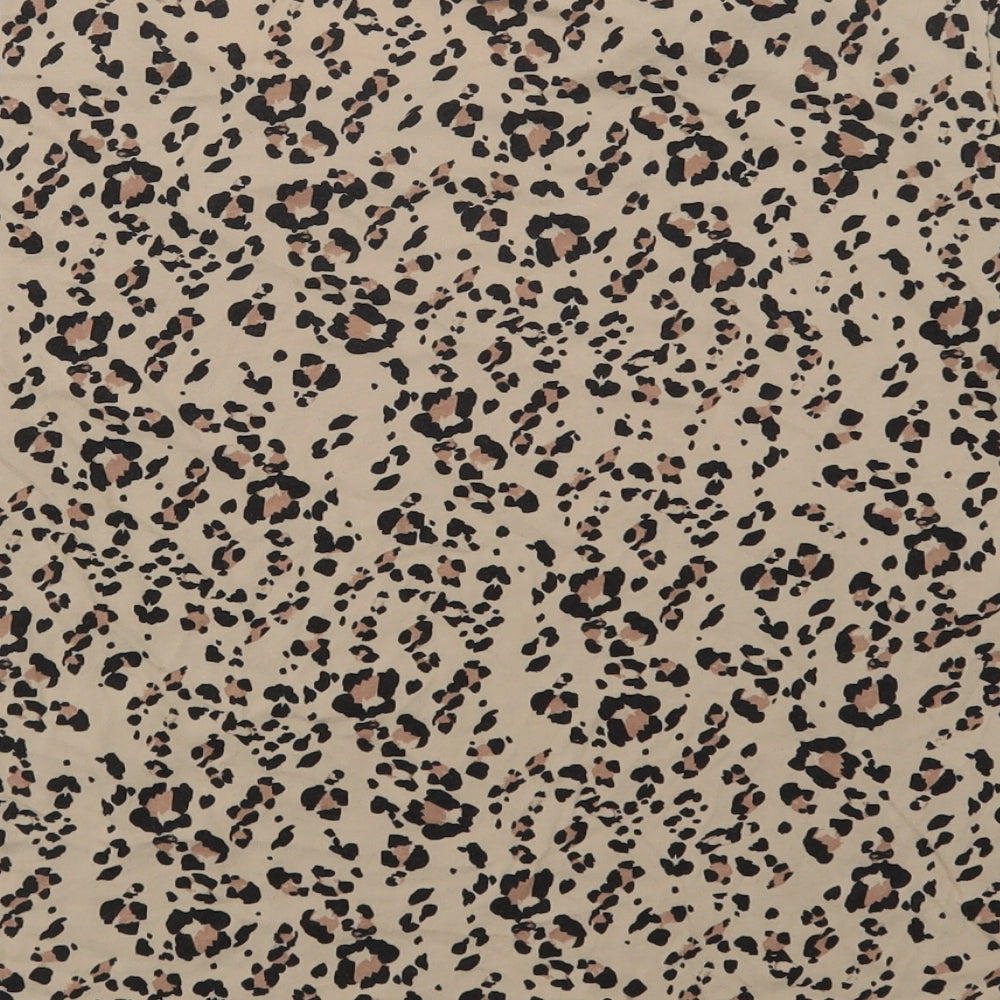 H&M Womens Beige Animal Print Cotton Basic T-Shirt Size M Crew Neck