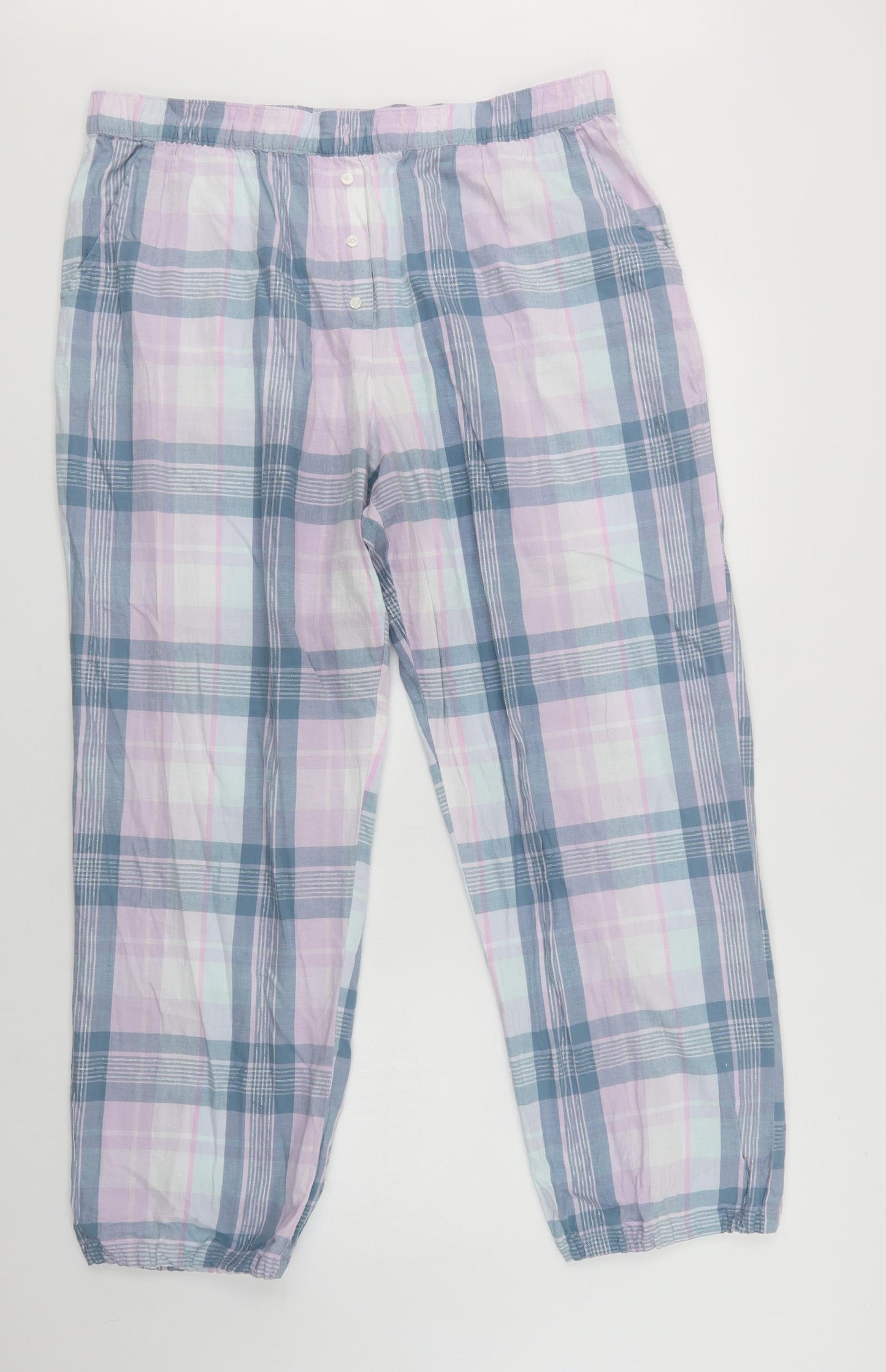 F&F Womens Purple Check Cotton  Pyjama Pants Size 18
