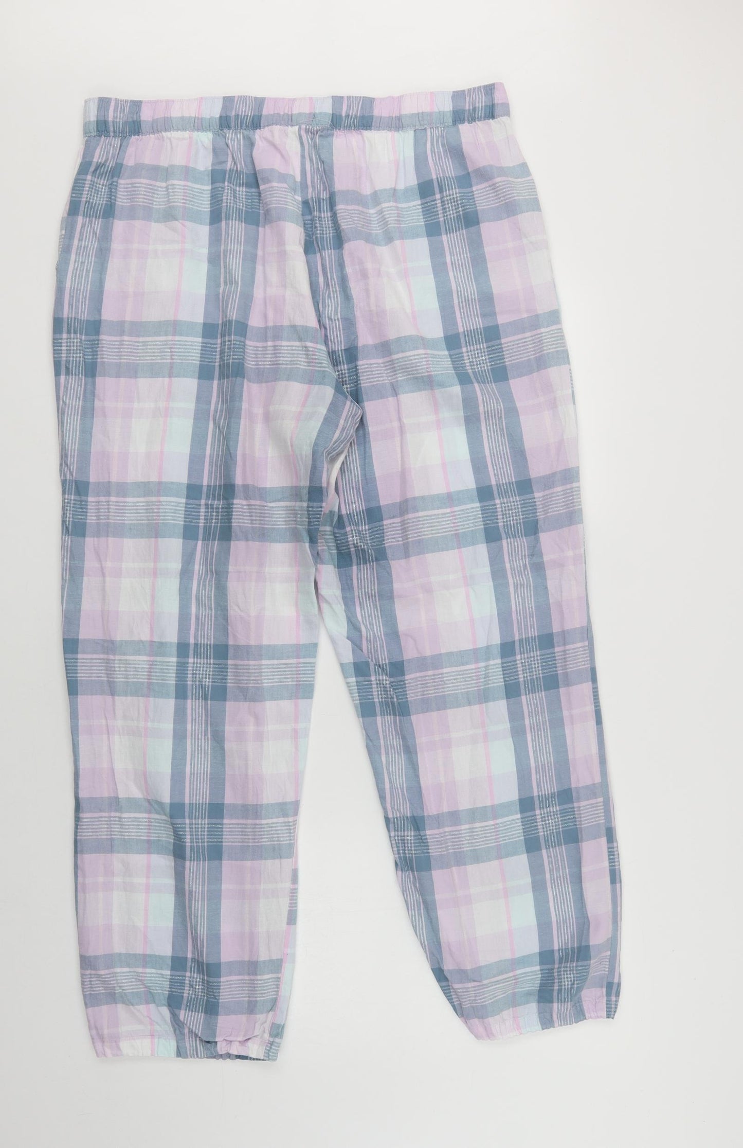 F&F Womens Purple Check Cotton  Pyjama Pants Size 18