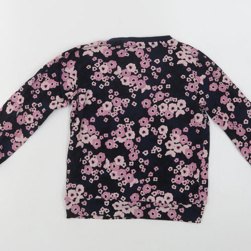 name it Girls Blue Floral Cotton Basic Blouse Size 4 Years Crew Neck  - Awesome