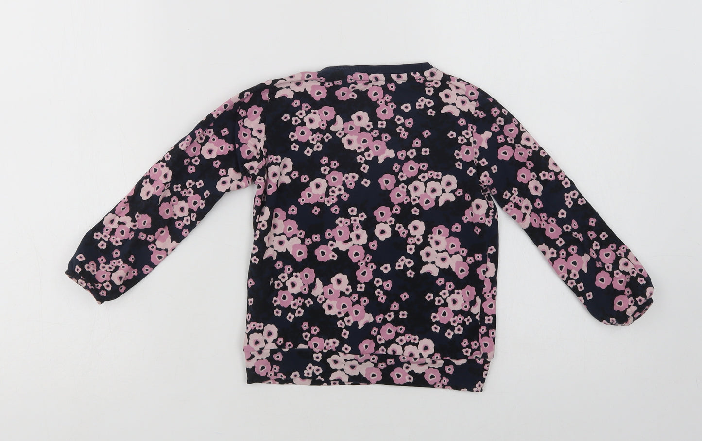 name it Girls Blue Floral Cotton Basic Blouse Size 4 Years Crew Neck  - Awesome