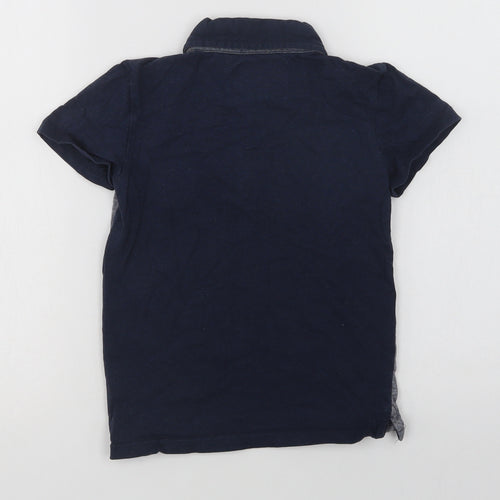 Motherc Boys Blue Colourblock Cotton Basic Polo Size 7-8 Years Collared Button